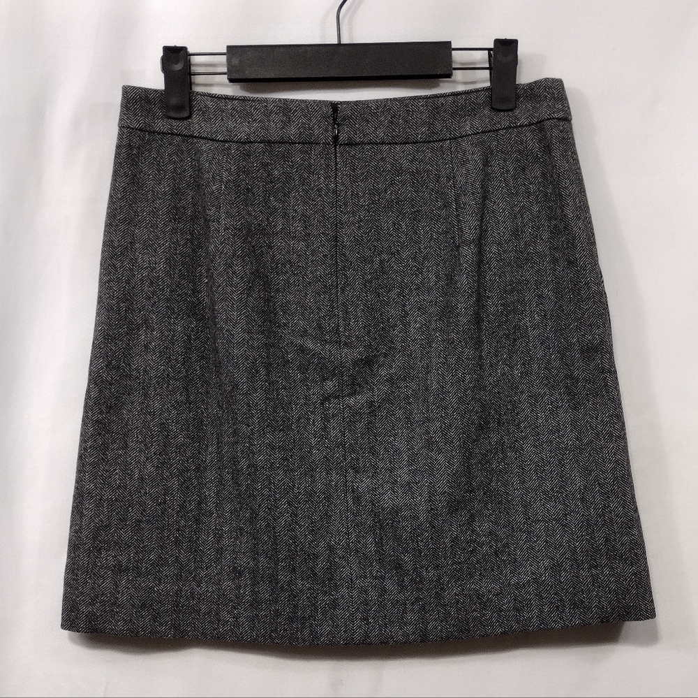 NWT J.Crew Wool Blend Herringbone A-Line Skirt Wimens 2 Gray Office Career 90s - Picture 6 of 11